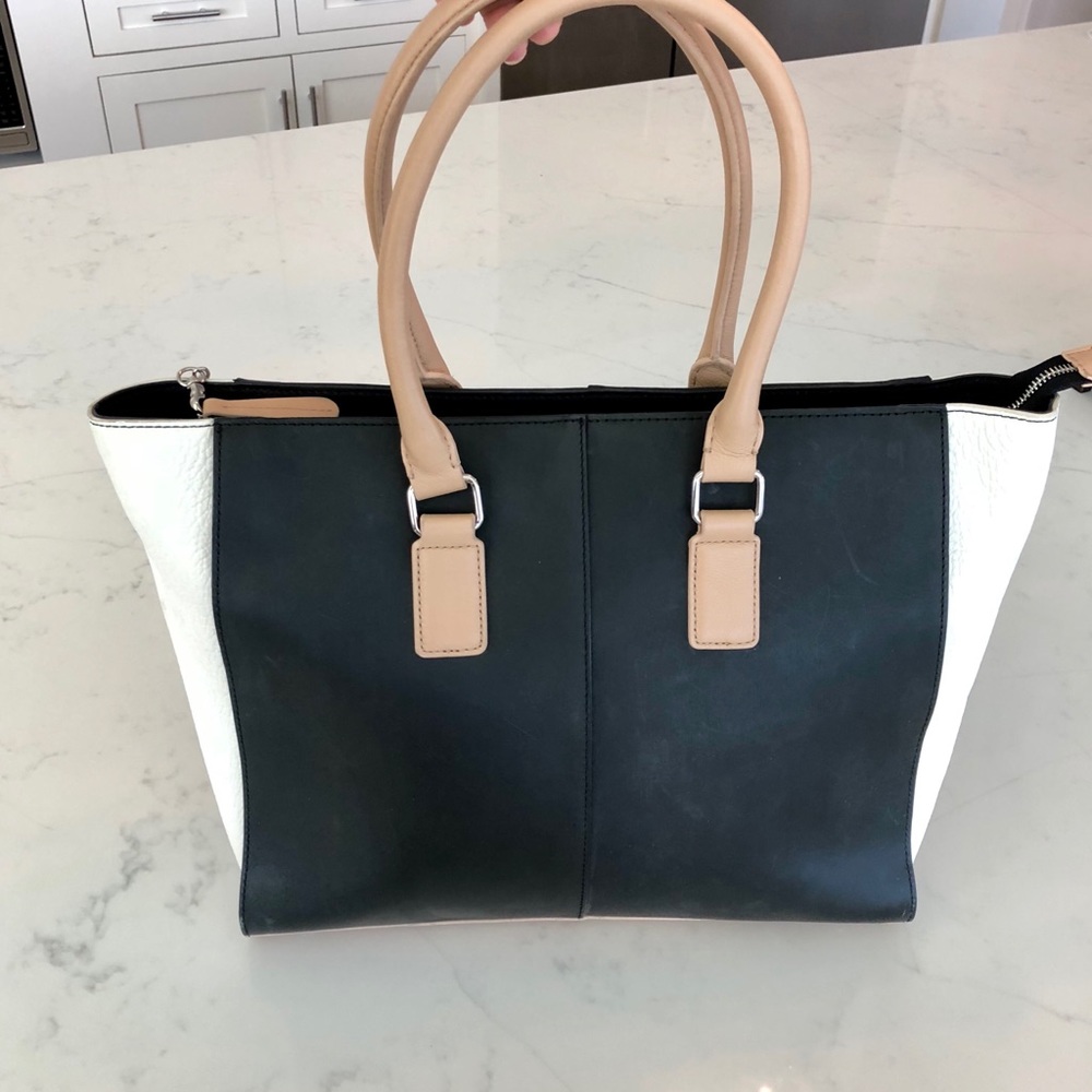 Three toned satchel (black, neutral, and white)